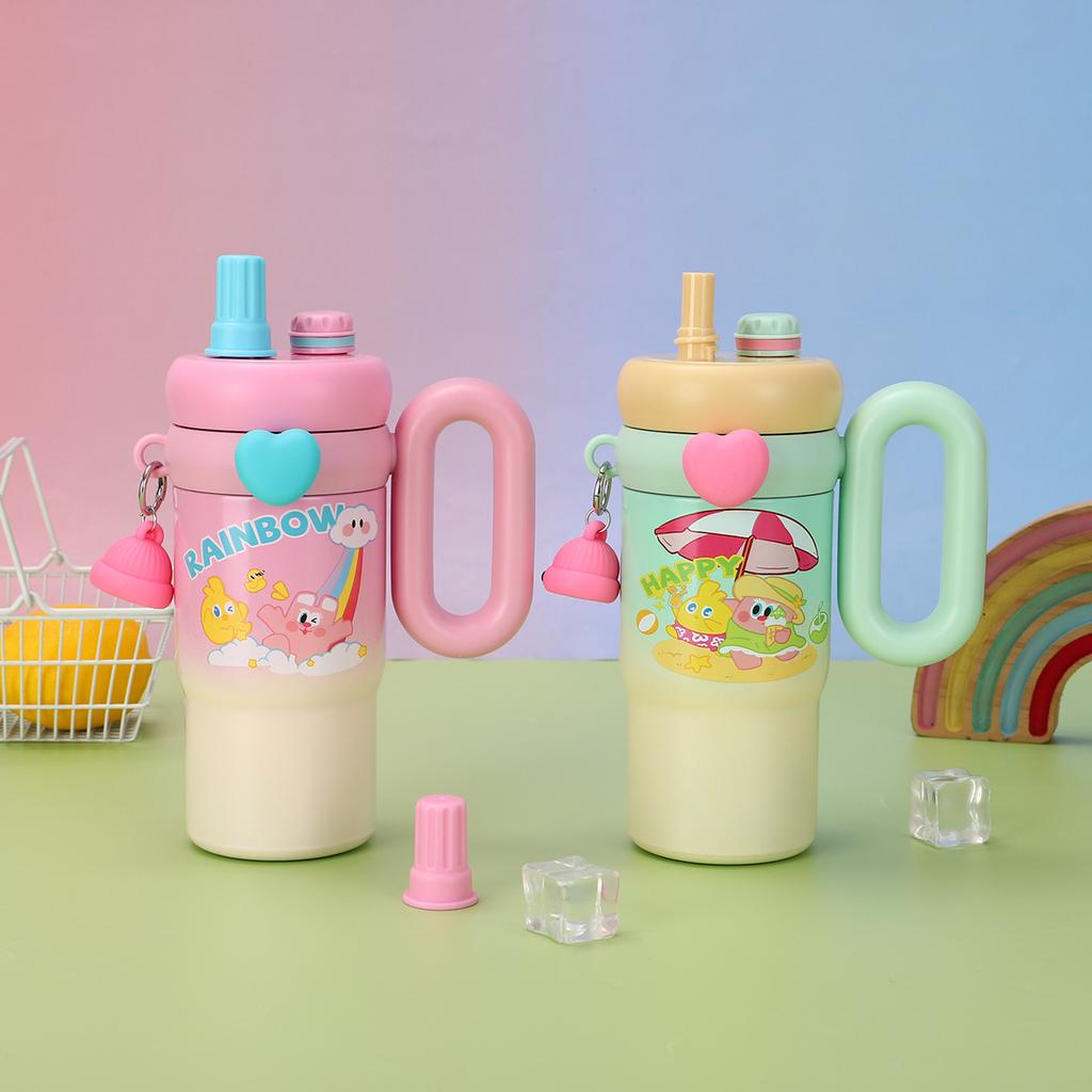 Mengka Rabbit Cartoon Large Capacity Bingba Cup 316 Stainless Steel Thermos Cup High Value Outdoor Portable Straw Water Cup