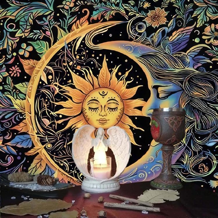 Moons and Sun Tarots Tablecloth Astrologys Witchcrafts Deck Cloth Wall Decoration