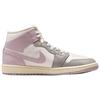 Jordan Air Jordan 1 Mid top Vintage Basketball Shoes Unisex White Gray Pink BQ6472-122