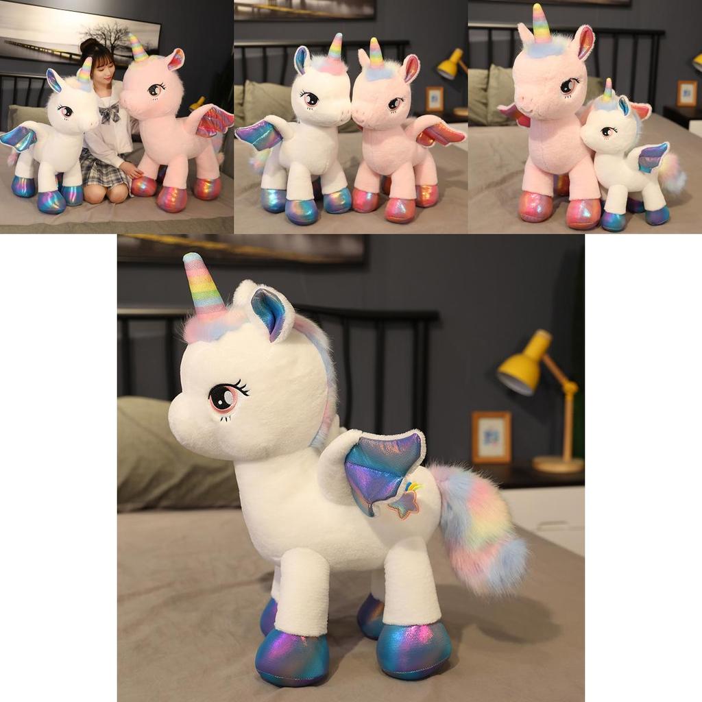 Rainbow Pegasus Unicorn Plush Toy With Pillow For Girls Kids Room Decor