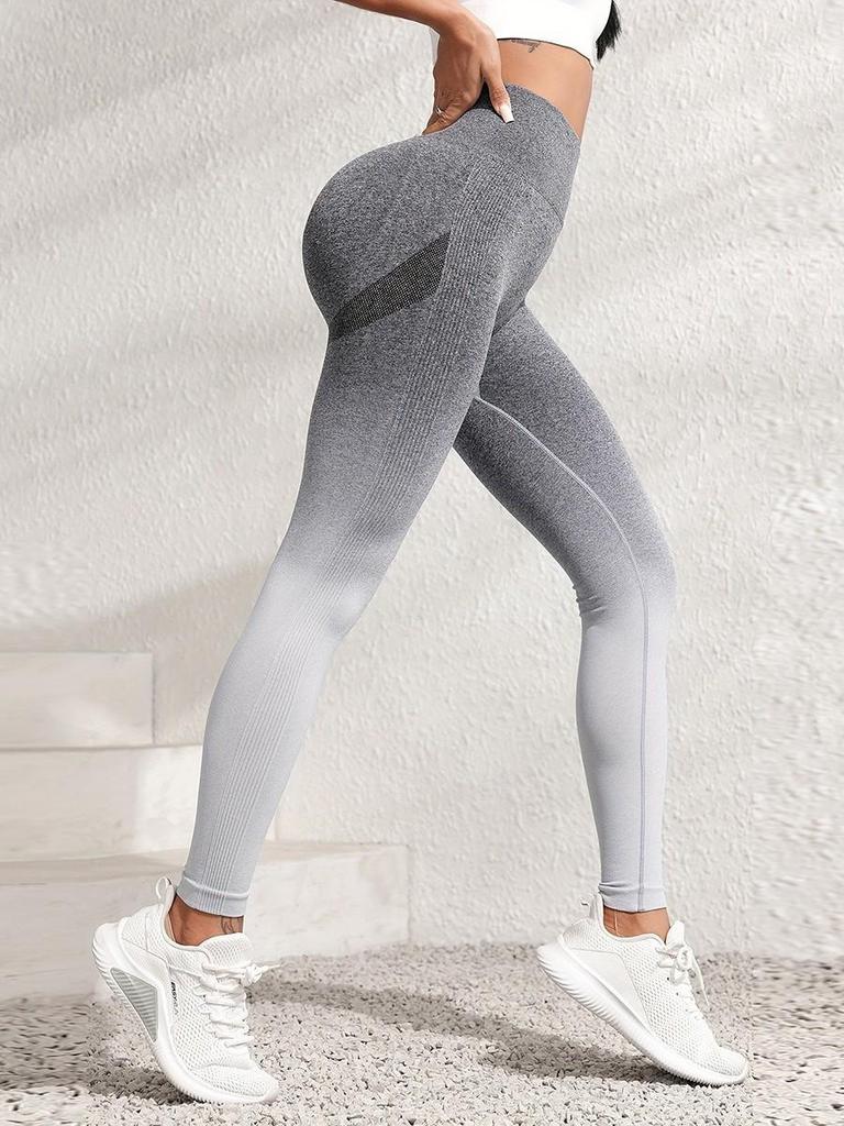 European & American Seamless Gradient Tie-dye Women's Yoga Pants - Quick-drying, Hip-shaping, Knit Sportswear
