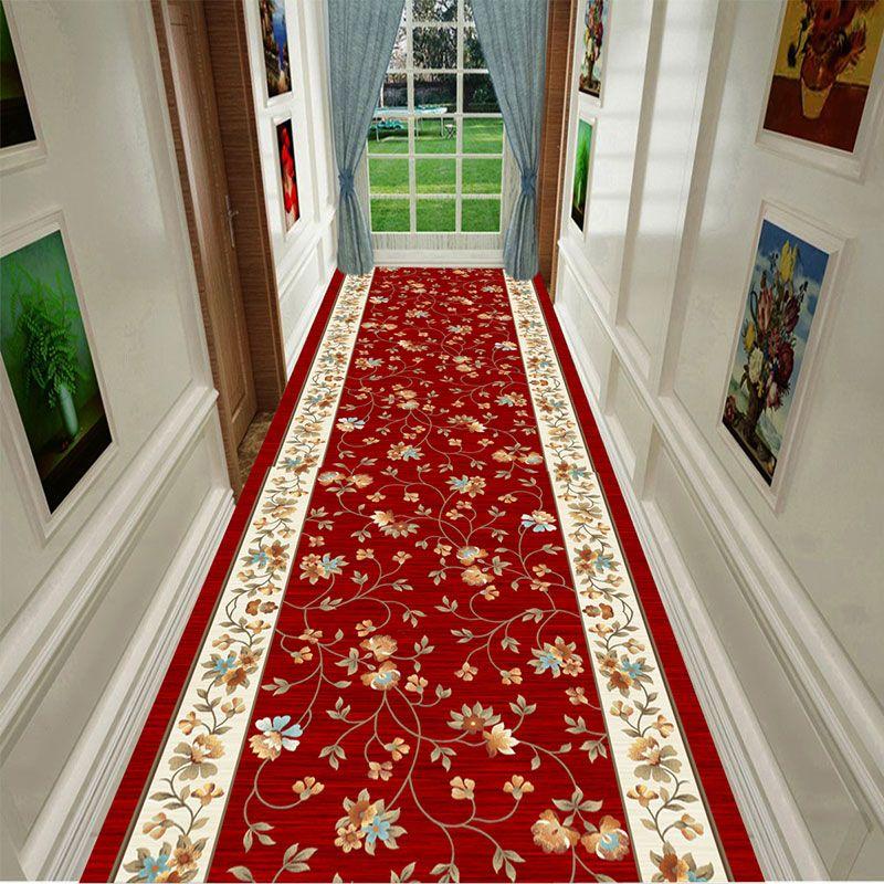 Autumn Style Long Lobby Carpet Fresh Green Grass Pattern Stairway Hallway Home Corridor Carpet Aisle Party Wedding Red Area Rugs