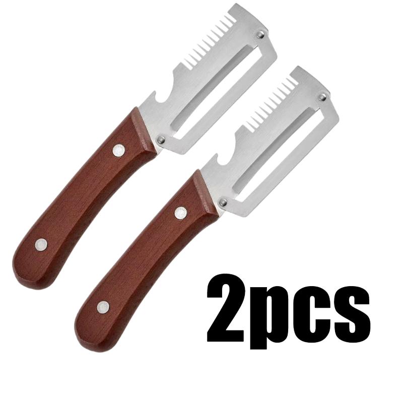 Schälmesser Edelstahl Gemüseschäler Holzgriff Messer Ergonomisch mit Holzgriff 2-in-1 Obst Kartoffelschäler white