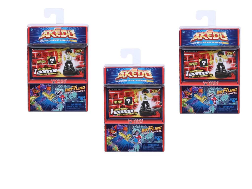 Akedo Ultimate Arcade Warriors Mystery Warrior + Battle Controller Battle Action Figures (3-Pack)