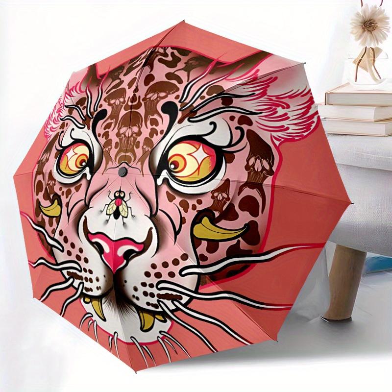 1pc Leopard Print Automatic Open/Close Umbrella, Portable Folding Umbrella for Travel, Themed Events, It is suitable as a gift for various festivals,