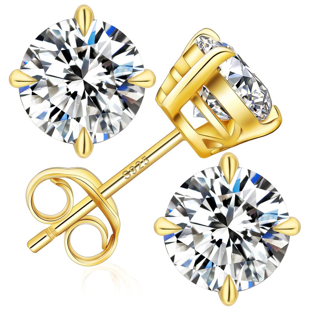 3 Sharp Claw Pass Diamond Tester Moissanite Stud Earrings 14K White Gold 925 Silver VVS 4-7.5mm Moissanite Stud Women Earrings
