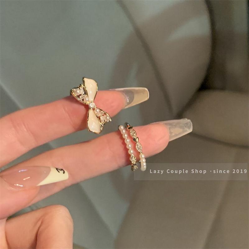 Chic Pearl Bow Ring: Elegant, Cold Style, Light Luxury, Super Fairy & Niche Design