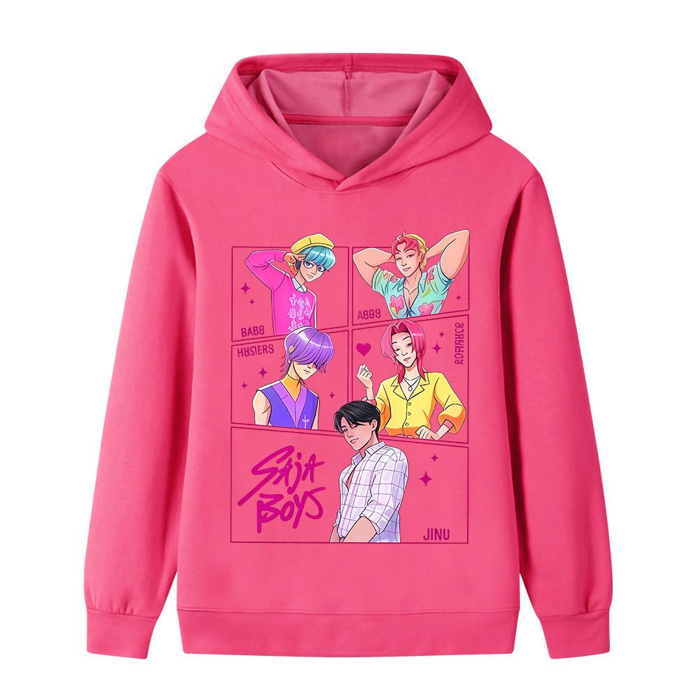B1217 Kids Boys Girls Sajaboys Kpop Rumi Zoey Mira Print Long Sleeves Hoodie