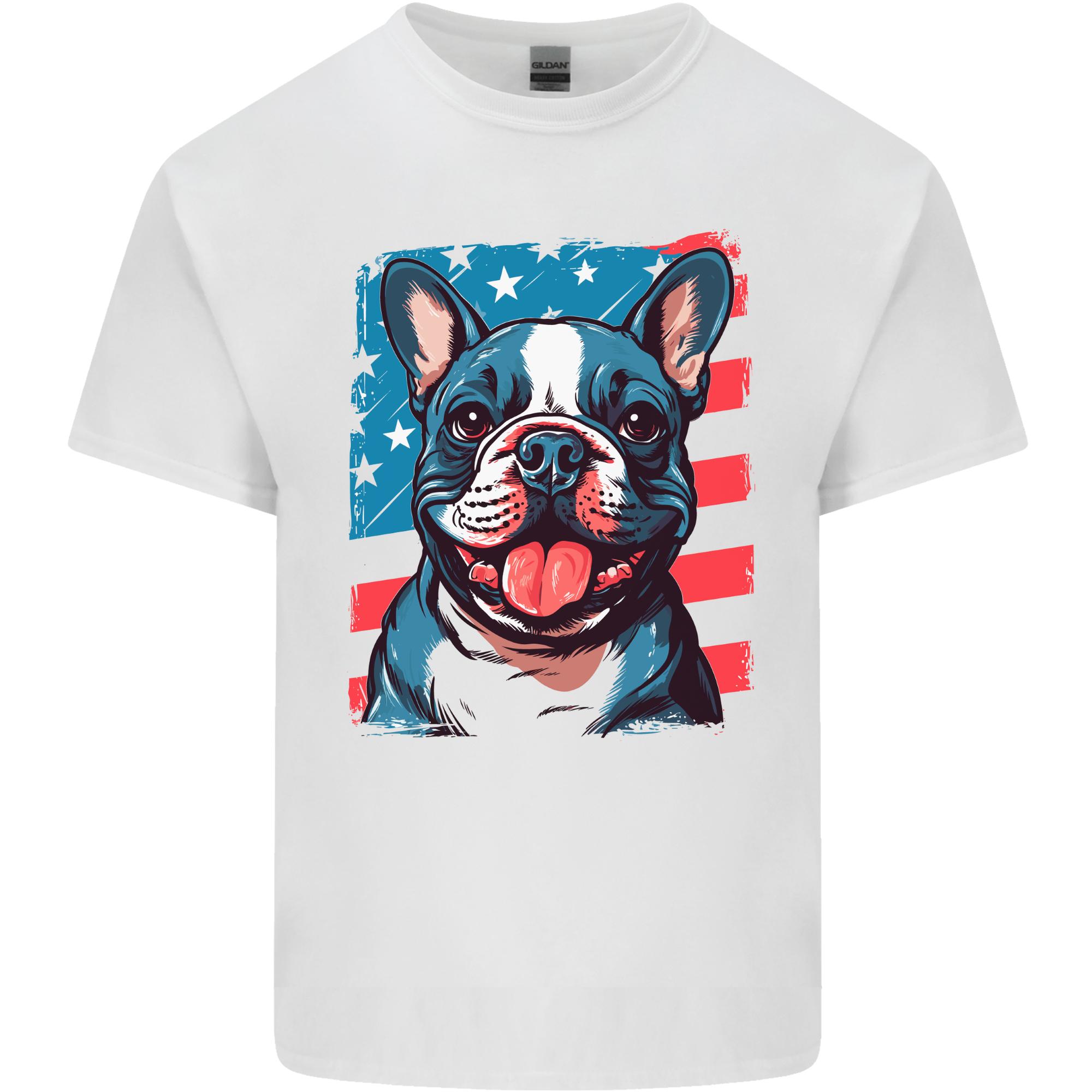 Pug USA Flag American Unisexs Light Cotton TShirt S