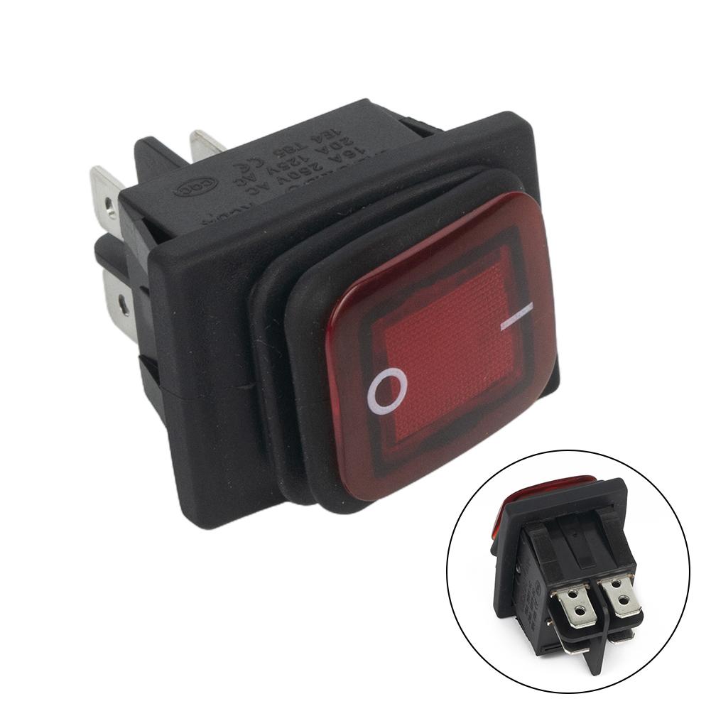 Rectangle Rocker Switch Red Waterproof 20A DPST IP67 Illuminated