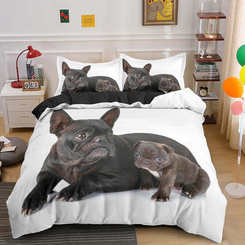 Bulldog Bedding Set Pet Animal Dog Duvet Cover For Kids Adult Bedclothes Covers Comforter Sets Cute Bed Sheets