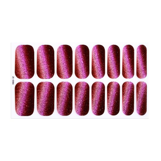 Glitter Nail Polish Strips with File Easy Apply Remove Self Adhesive Women Full Nail Sticker Home Manicure DIY Nail Art Decoration Wrap