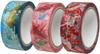 Kamiiso Japanese Washi Masking Kimono Set Origami 15mm Wide X 7m Japanese Pattern Design Tape, Beauty, 3-Roll (Crane, Crane, Mt. Fuji), Roll, Tape,