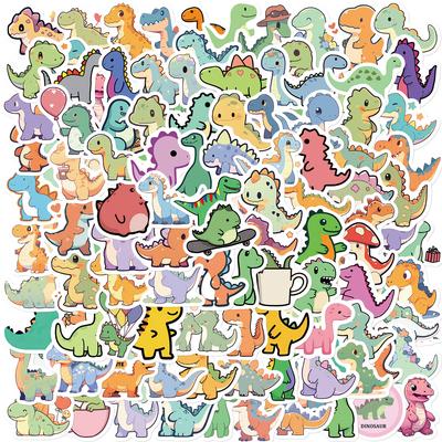 100 Small Cartoon Short-legged Dinosaur Graffiti Stickers Guitar Notebook Suitcase Waterproof Stickers