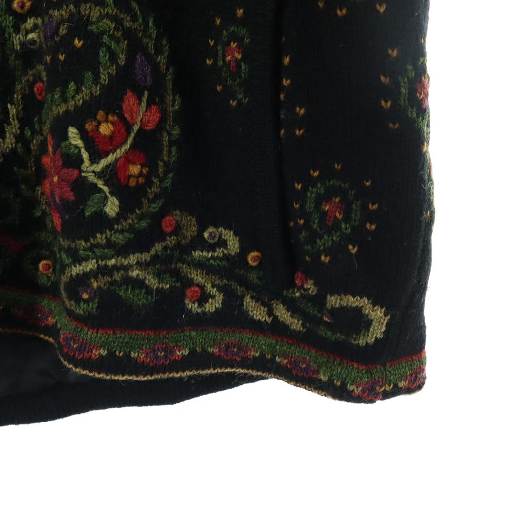 ICELANDIC DESIGN Wool Paisley Pattern Long Sleeve Collarless Knit Cardigan Women Used