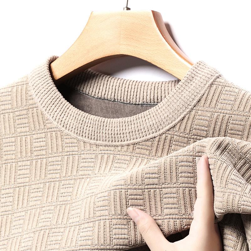 Autumn and Winter New Chenille Plus Velvet Thickened Sweater Men's Round Neck Long-sleeved Warm Bottoming Shirt Men's Outer Wear