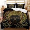Buddha Duvet Cover Set Exotic Ethnic Bohemian Golden Black Lotus Flowers Bedding Set Double Queen King Polyester Qulit Cover