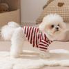 Pet clothes autumn and winter striped velvet thickened two feet than bear dog clothes