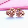 Purple Gold-Plated Rose Gold Shining Love Stud Earrings Female Simple Temperament Elegant Color Gold Hollow Heart-Shaped Ear Buckle