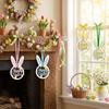 Flat Easter Bunny Pendant with Bows String Hanging Flower Bunny Easter Tree Decor  Home Party Decor