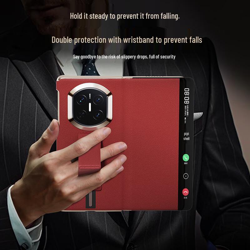 Huawei Mate X7 Flip-Hülle aus echtem Leder mit Handschlaufe