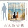 1pc Tranquil Ocean & Cat Scene Shower Curtain - Soft Polyester, Realistic Beach & Cats Design, Cat Shower Curtain