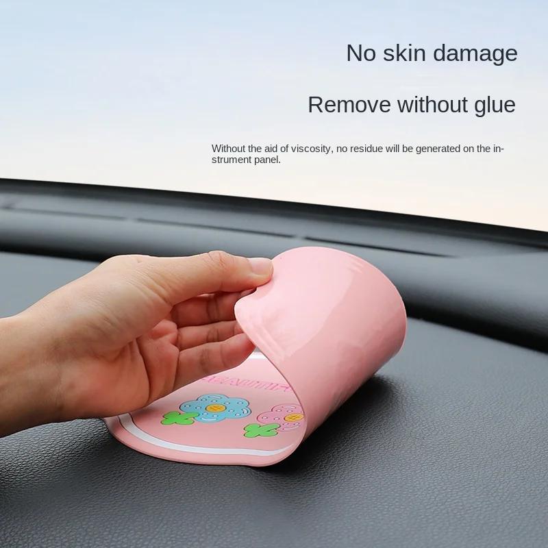 Car cute anti-slip mat car mobile phone center console high temperature storage mat creative decoration attached to the car acce
