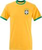 Tricou Retro Brazilia cu Guler Contrastant. Tricou unisex fotbal Brazilia, croială slim