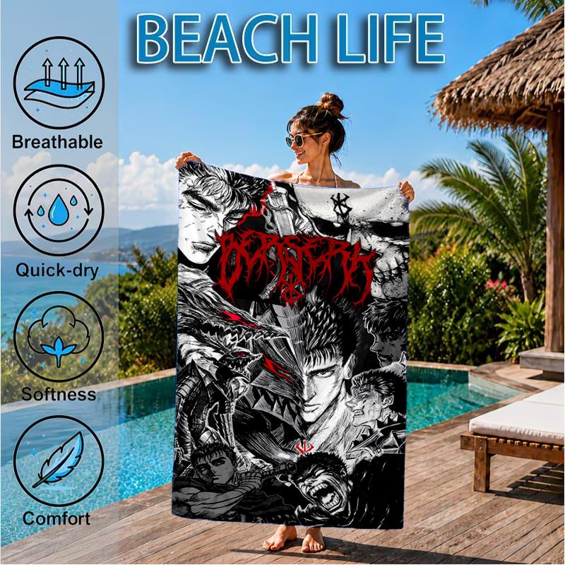 Dark Warrior's Rise Beach Towel, Super Soft Microfiber, Perfect Gift for Her/Him, Birthday, for Pool, Beach, Travel, Decor Beach Party