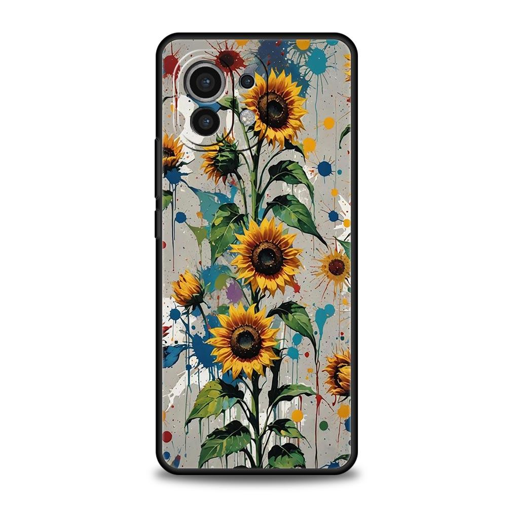 Phone Case Cover for Xiaomi Mi 17 15 14 13 12 11 Ultra 15T 14T 13T 12T 11T Pro Lite 5G Soft TPU Capas Cartoon Flower Fundas Bags