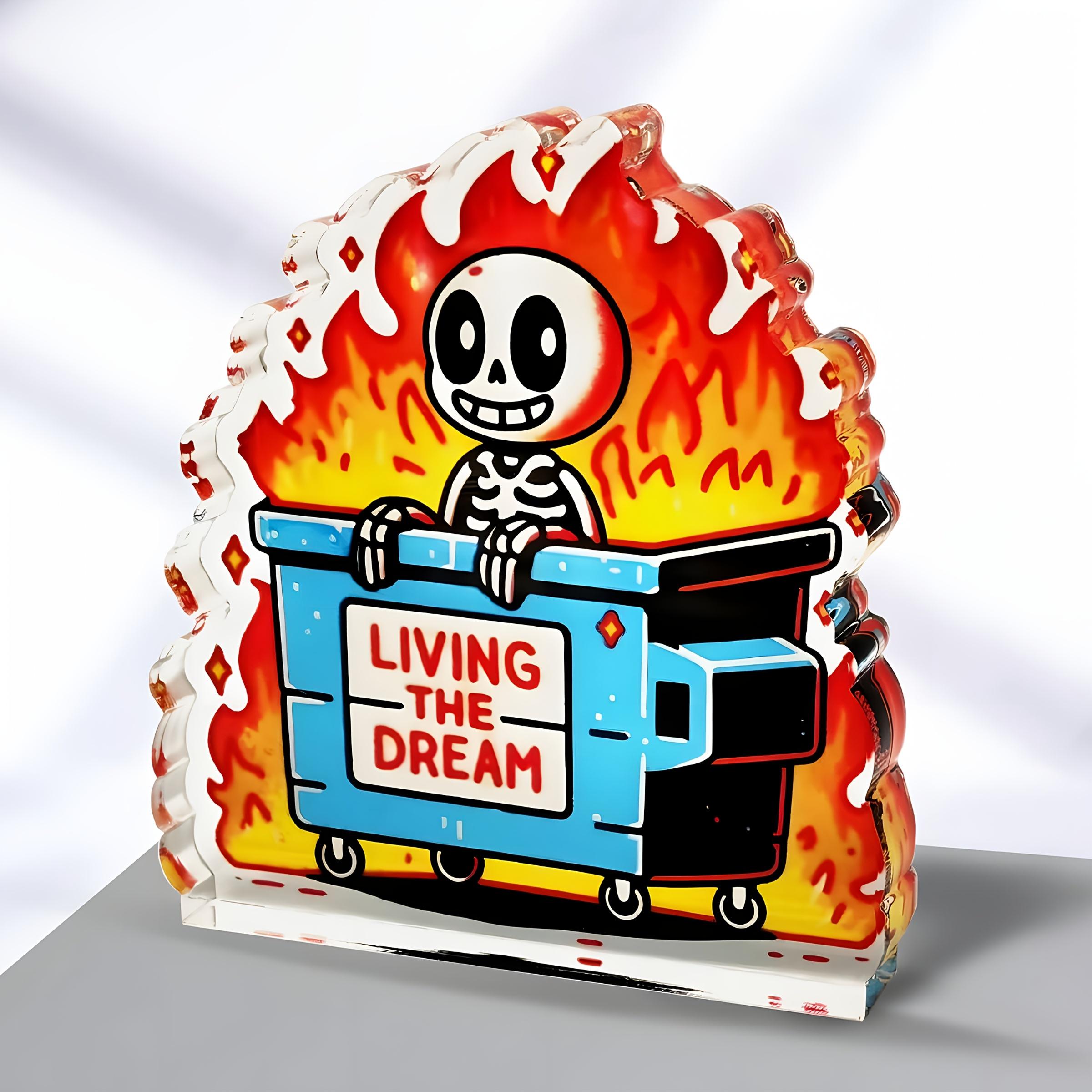 

1pc Funny Trash Can Fire Decoration Sign - Humorous Desk Decor Suitable for Birthday Gifts, Pranks, Office & Decorations - Irregular Shape Fire Exits 12*9.5cm