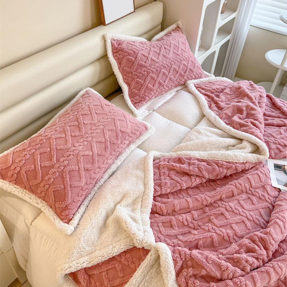 1Pc/2Pcs Stylish Cushion Cover Winter Warm Pillow Cover Double-Sided Fuzzy Pillowcase Pillow Protector for Bedroom Decoration