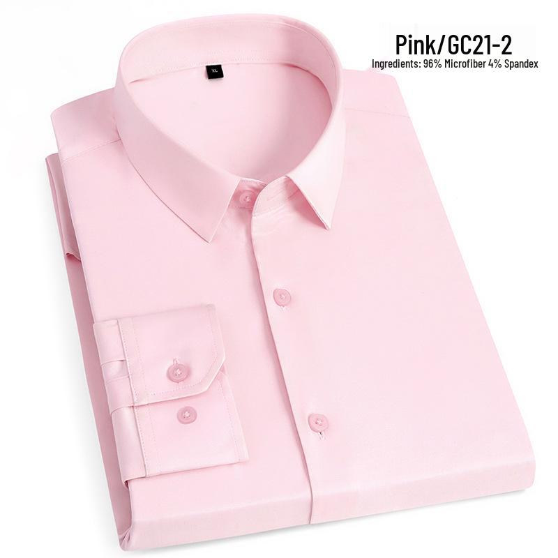 Pánská košile s dlouhým rukávem nežehlivá - Přizpůsobitelné logo, Ležérní jednobarevná pro práci a podnikání