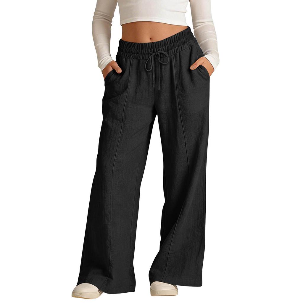 Loose Fit Wide Leg Casual Pants for Kids Adjustable Waistband Drawstring Closure Lightweight Fabric Unisex Design Suitable for Everyday Wear