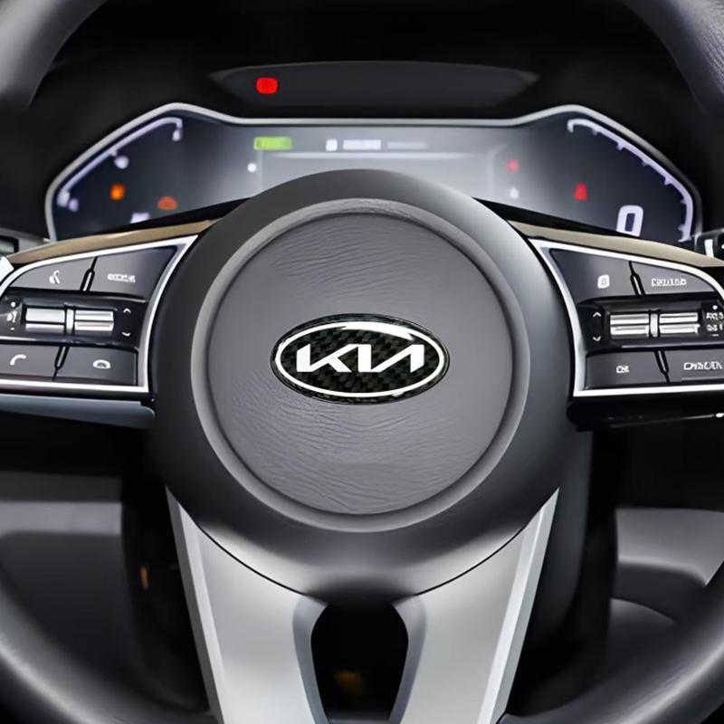 Koolstofvezel Auto Stuurwiel Embleem Sticker Badge Voor KIA K2 K3 K5 KX5 Sportage GT R Stinger Rio Optima Sorento Forte Soul
