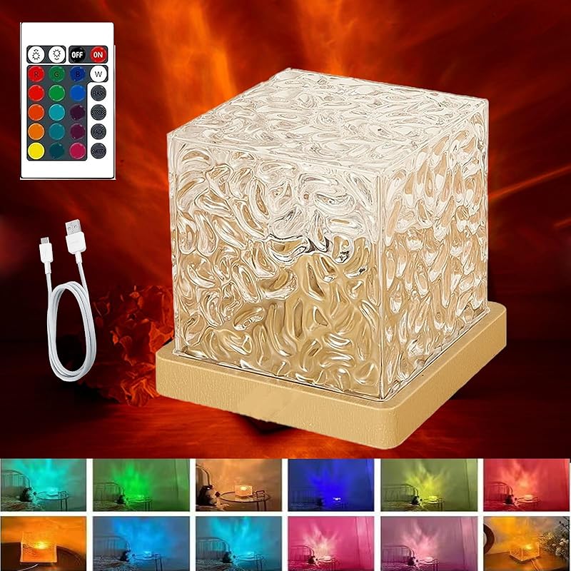 Water Projector Light, LED Water Ripple Aurora, Luminorthe Cube Lamp, LED Water Ripple Northern Aurora Projector, Ocean Aura Water Lamp, 16-Color
