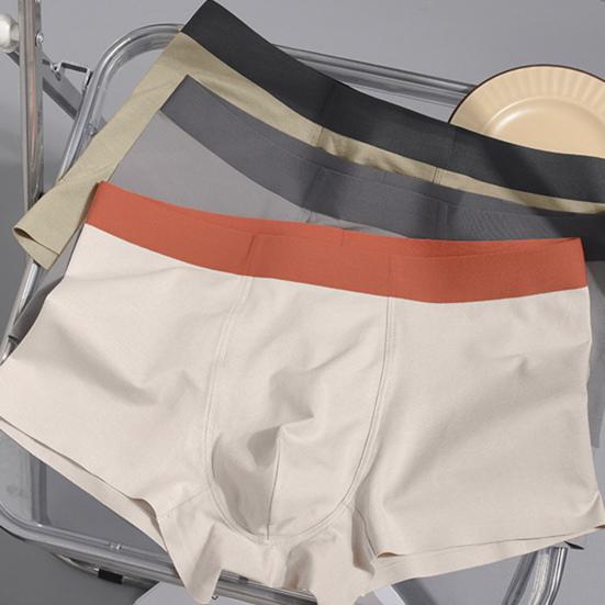 Men Boxer Underwear Elastic Mid-Waist U-Convex Breathable Shorts Briefs Patchwork Color Seamless Comfort Fit Underwear