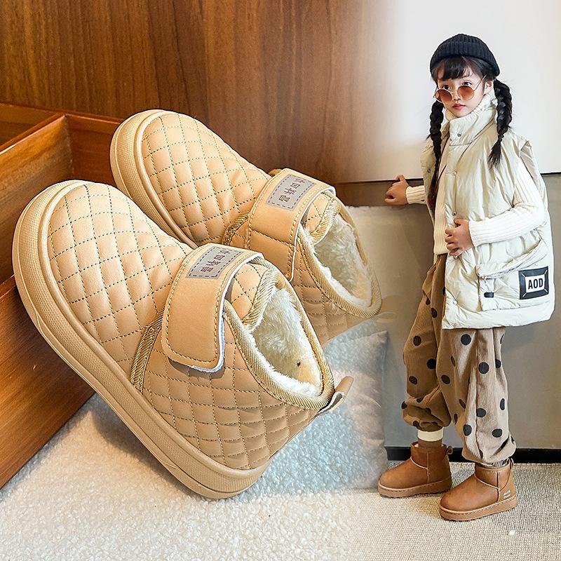 Kids Quilted Fleece Lined Non Slip Winter Snow Boots