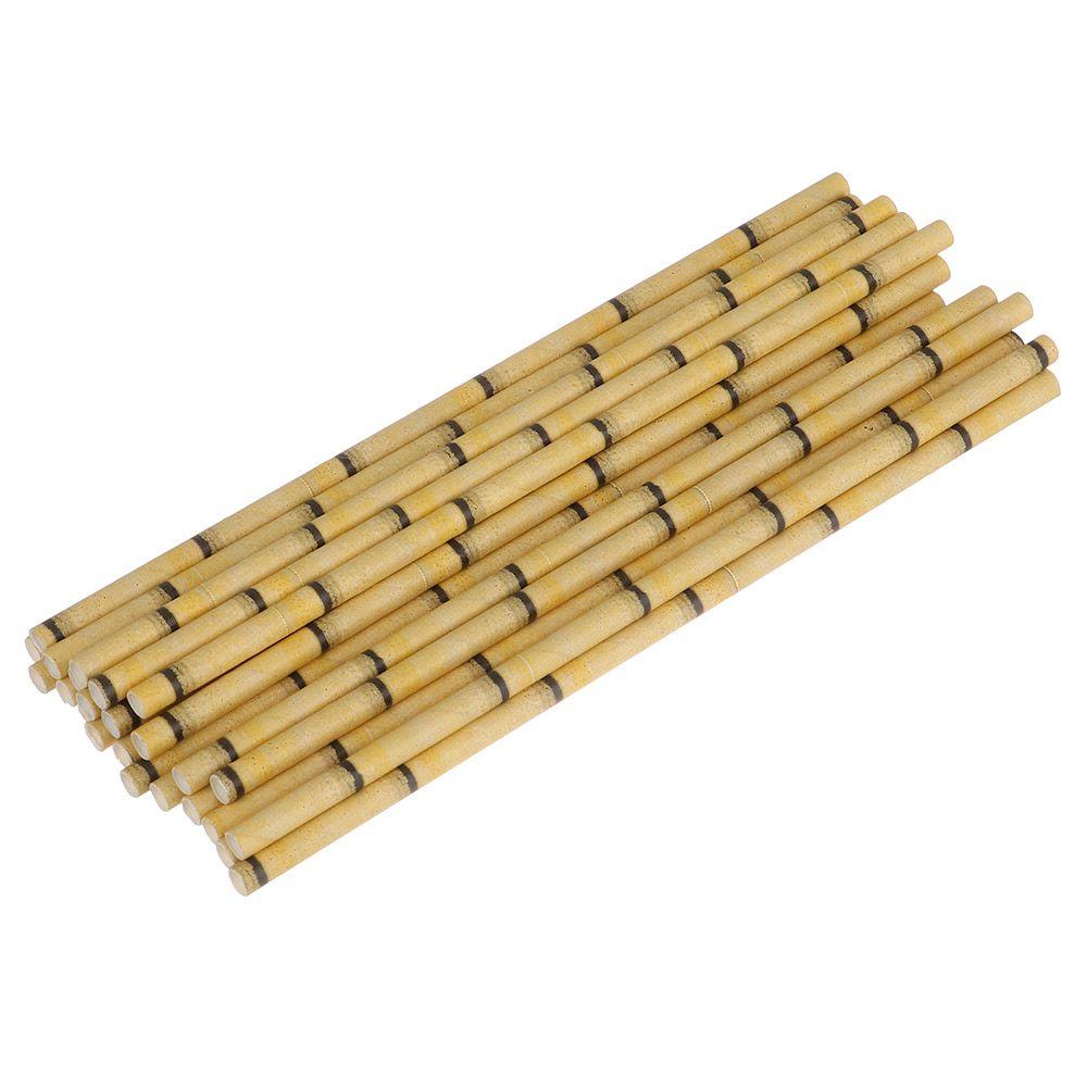 25pcs Home Decorative Event Birthday Party Supplies Paper Straw Green Bamboo Drinking Straws