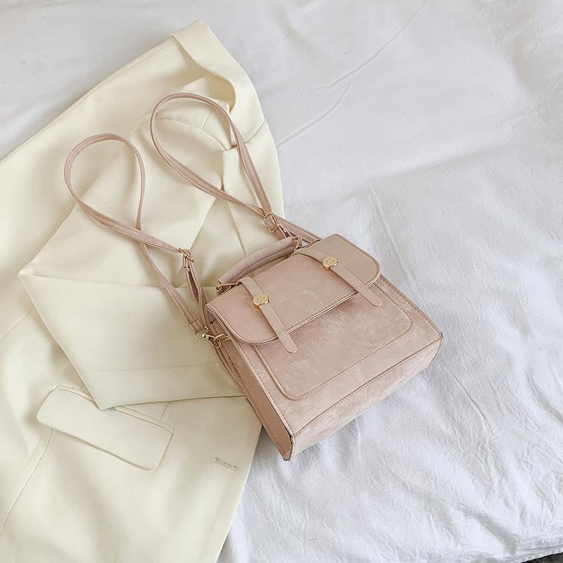 Solid Color Simple Women'S Shoulder Messenger Bag Niche Design Versatile Casual Double Shoulder Small Square Bag