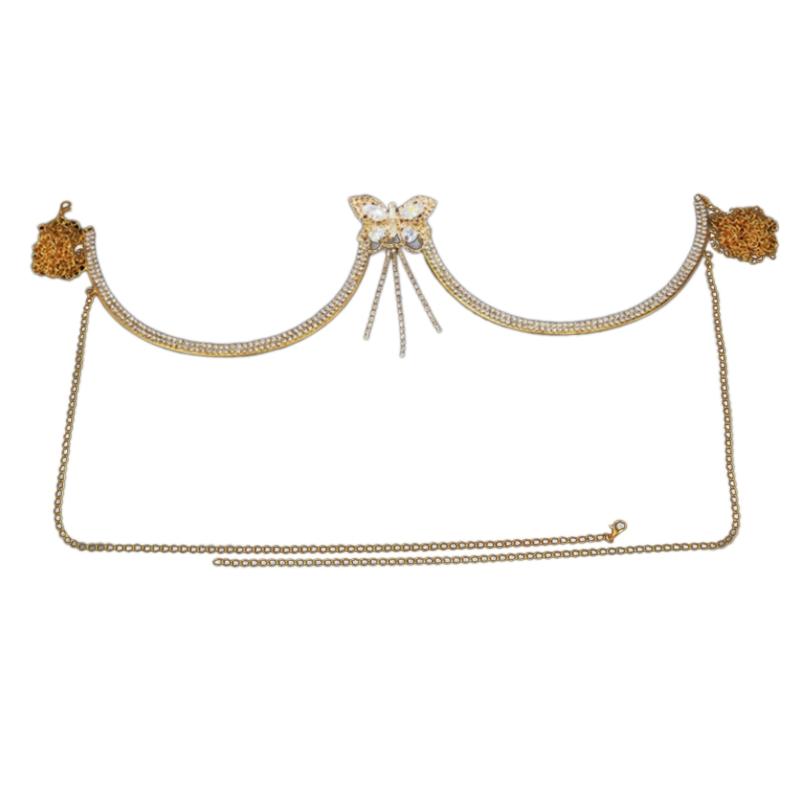

Bra Chain for Butterfly Decor With Straps Chest Bracket Bra Chain Body Jewelry Bikini Women Sexy Rhinestones Body Ch 1 золотой