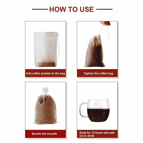 200-Count Cold Brew Coffee Filters, Mess-Free Coffee Filters, Mesh Tea Filter Bags, Disposable Mesh Extraction Bags for Concentrated Coffee Makers, Co