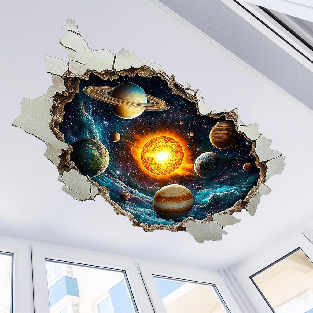 Creative Solar System Planet Wall Vinyl Stickers - Removable and Self-Adhesive Home Decor.