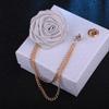 Bridegroom Wedding Brooches Cloth Art Rose Flower Lapel Pin Well-designed Badge Tassel Chain Chest Brooch Fashion Badge