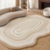 Unregelmäßige Form Wohnzimmer Dekoration Großer Teppich Cremefarbene Stil Teppiche für Schlafzimmer Flauschig Weicher Lounge Teppich Verdickte Plüsch Bodenmatte