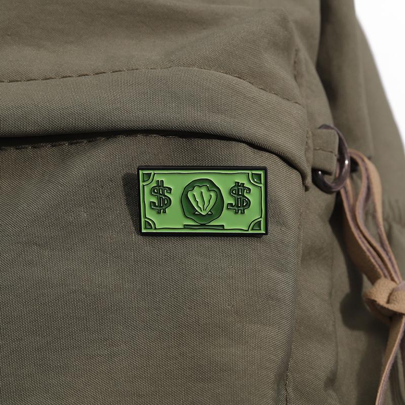 Green USD Symbol Enamel Pin Custom Wealth Money Cartoon Cute Anime Currency Brooches Lapel Badges Jewelry Kid Fans Gift