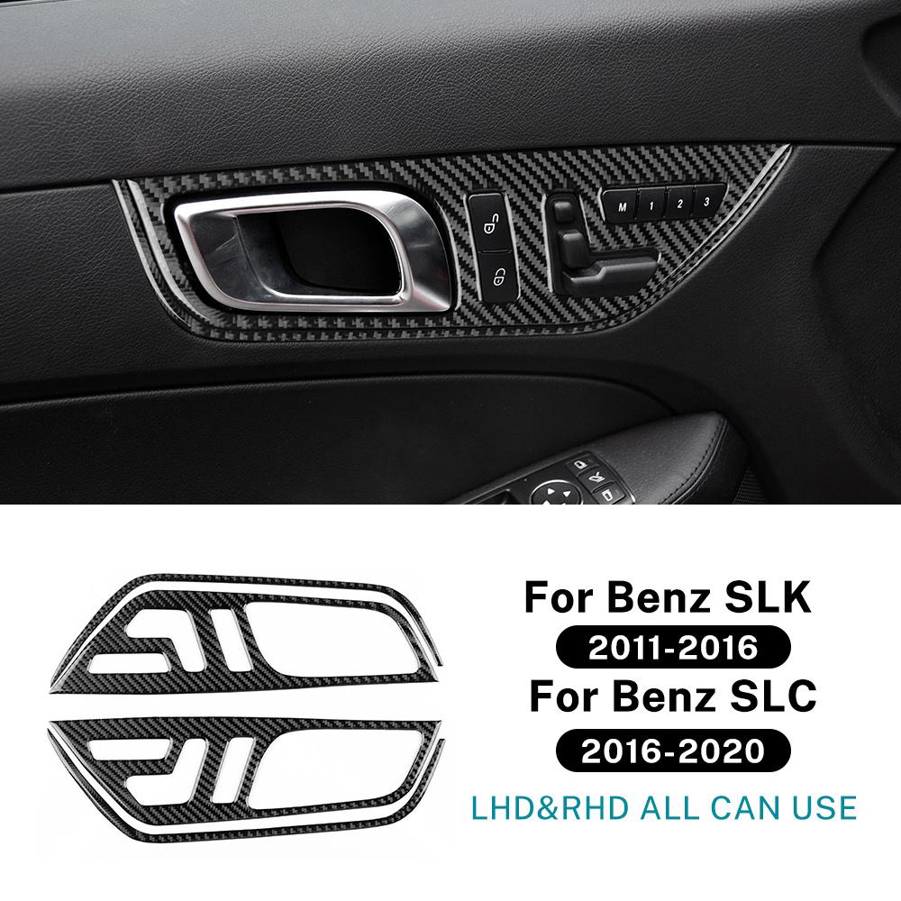 Real Soft Carbon Fiber Trim Sticker For Mercedes Benz SLK R172 2011-2014 2015 2016 SLC 2016-2020 Car Inner Door Handle Frame