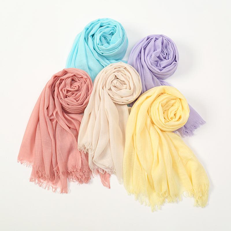 Large Size Cotton Feeling Scarf Women Plain Foulard Femme Luxury Hijab Long Bandana Evening Party Dress Shawls and Wraps