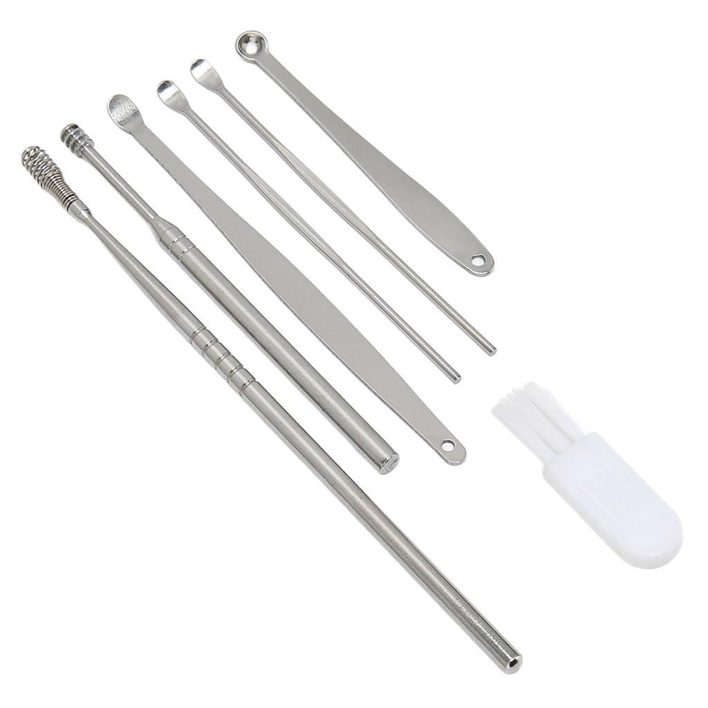 7Pcs Spring Earwax Cleaner Tool Set Portable Stainless Steel Ear Pick Set for Ear Cleaning