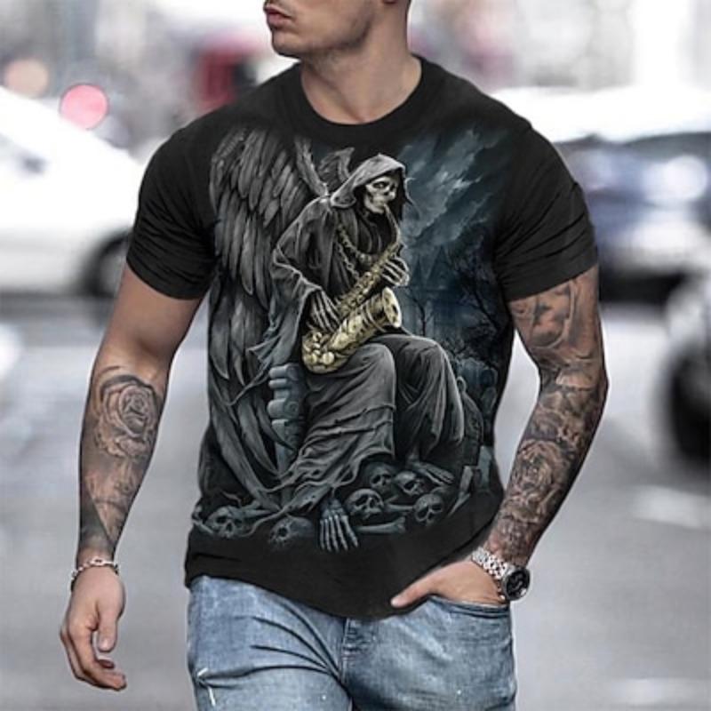 Men's Skull Graphic Prints Shirt T Shirt Tee Retro Shirts Short Sleeve T Shirt 3D Print Round Neck Shirt Vintage Designer Retro Street Daily Holiday